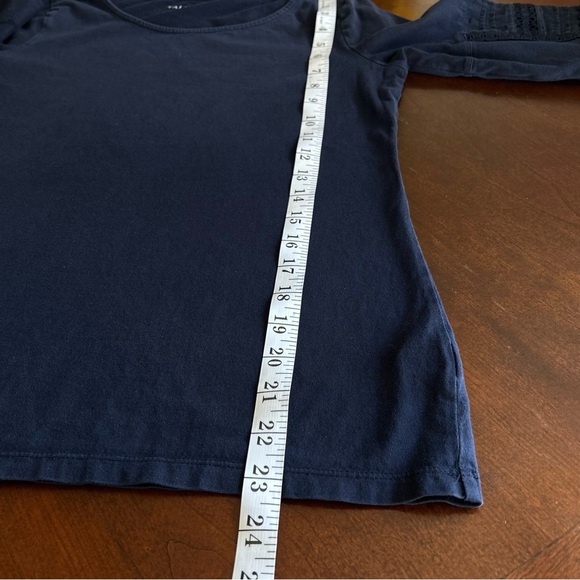 Talbots | Navy Top with Balloon Crochet Sleeves - Picture 5 of 8
